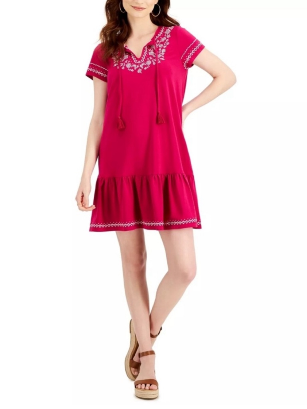 Style & Co Womens Embroidered Peasant Dress Sz: XXL
